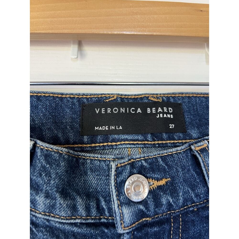 New VERONICA BEARD Keane Split Hem Straight-Leg Bright Blue High Rise Jeans 27 - Picture 3 of 8
